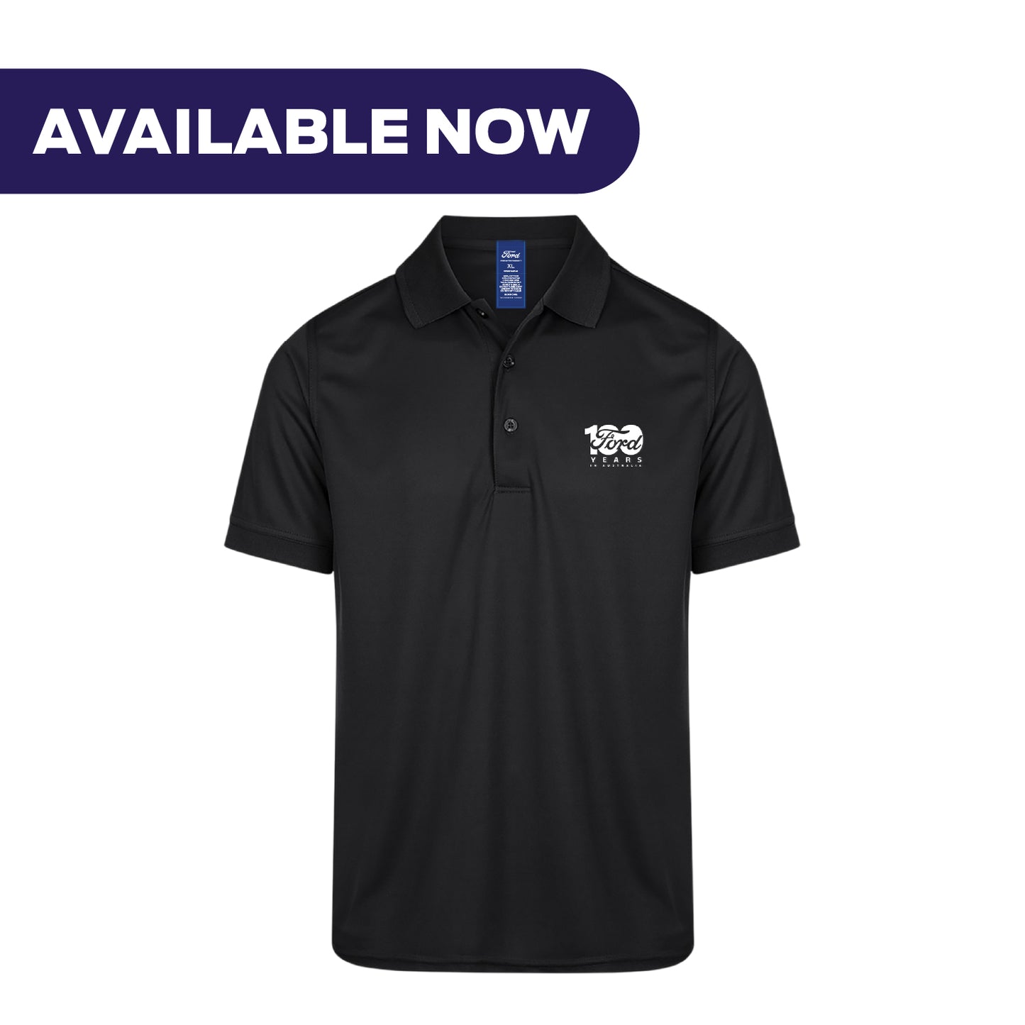 Ford 100 Year Men's Prestige Polo – Black