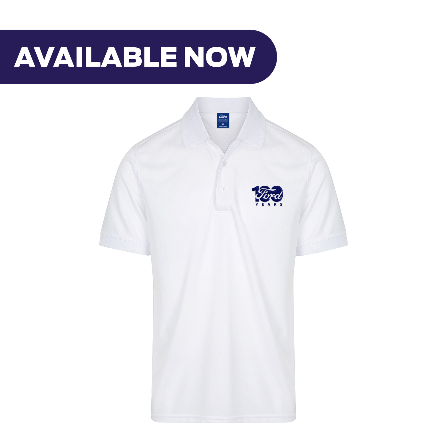 Ford 100 Year Men's Prestige Polo - White