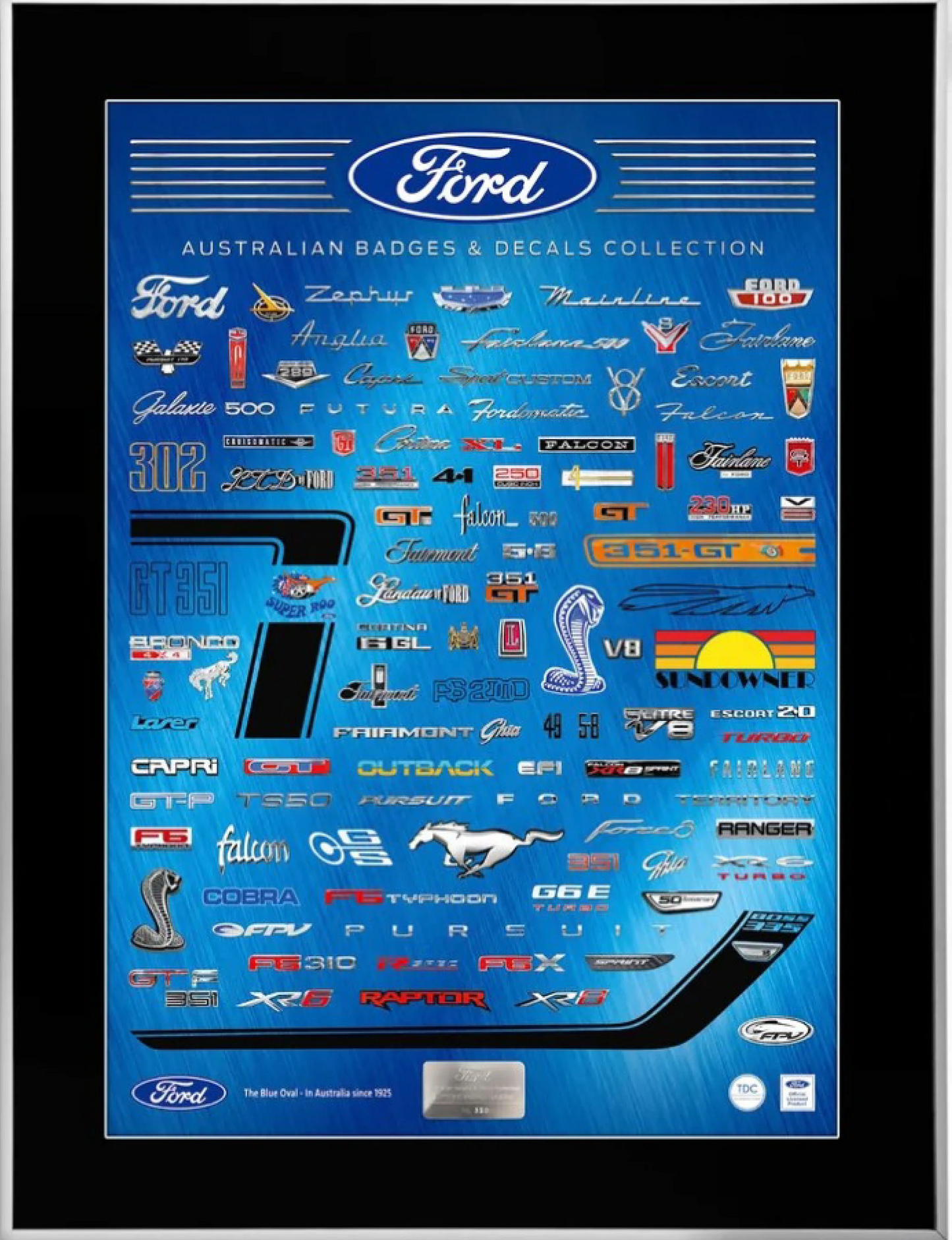 Limited Edition Framed Official Print - Ford Badges & Decals