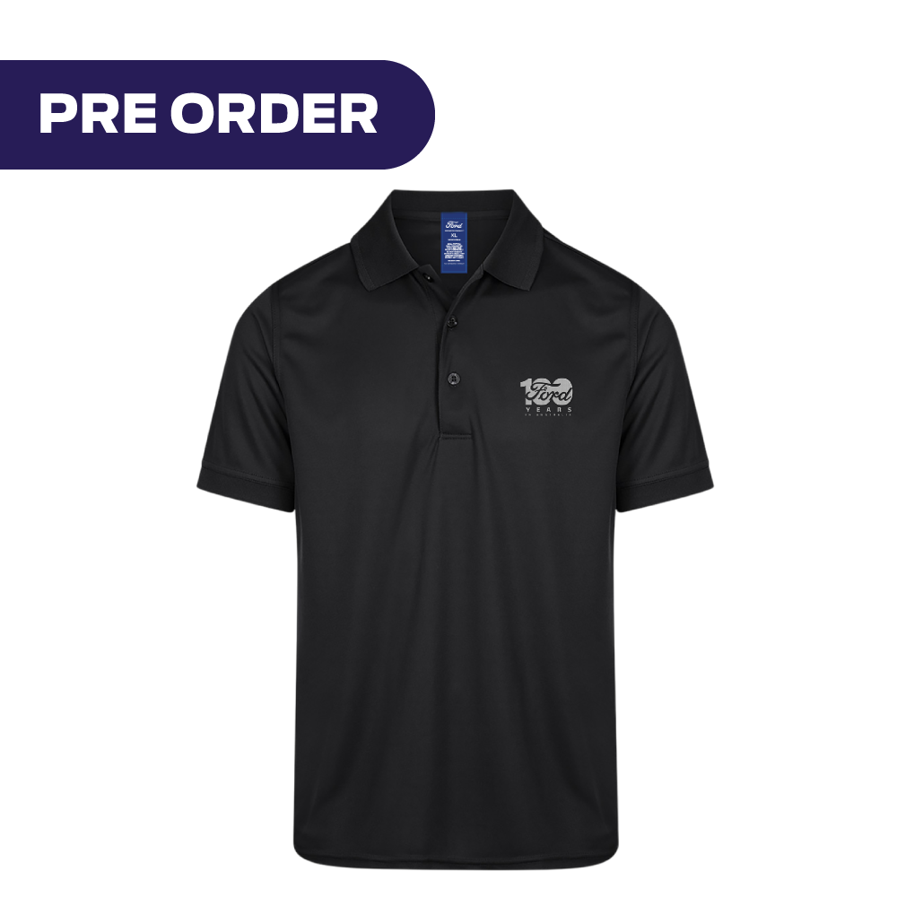 Ford 100 Year Men's Performance Polo – Black