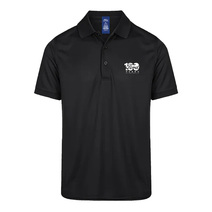 Ford 100 Year Men's Prestige Polo – Black