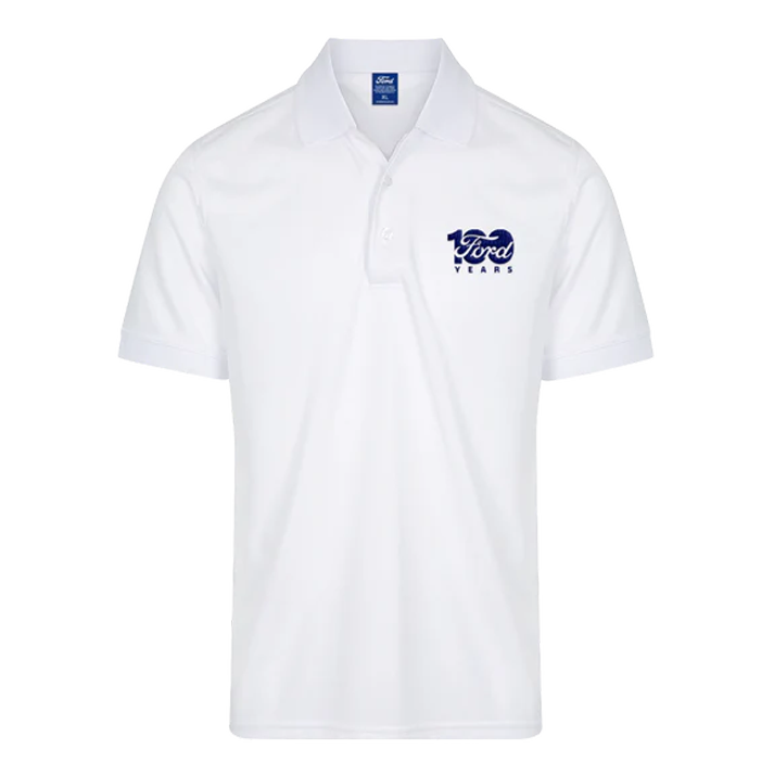 Ford 100 Year Men's Prestige Polo - White