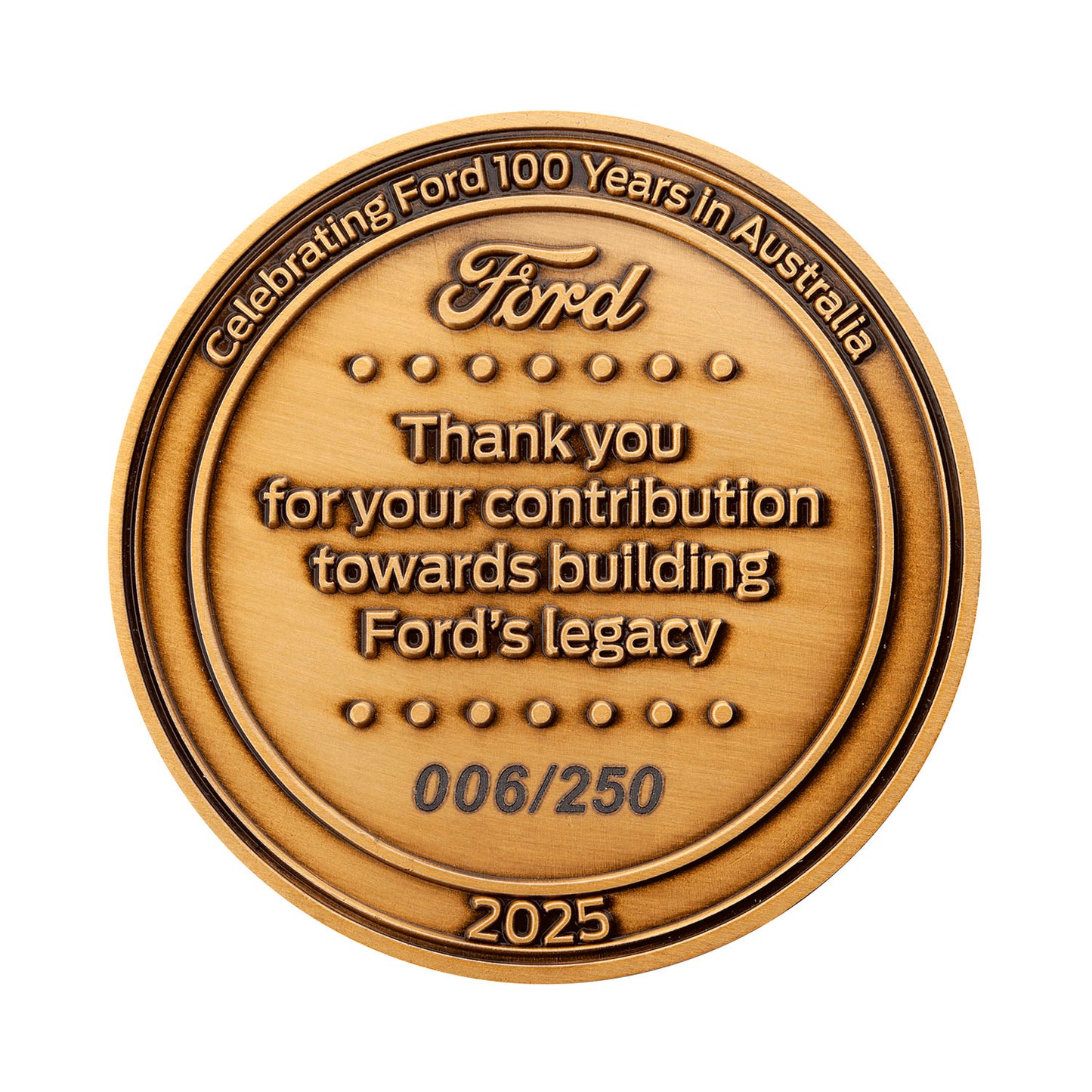 Ford 100 Year Commemorative Medallion - First & Last 1925 - 2025
