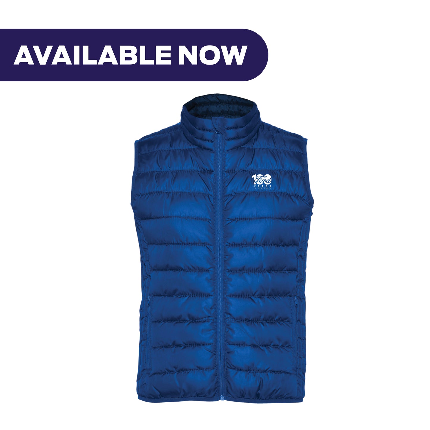 Ford 100 Year Women's Puffer Vest - Electric Blue