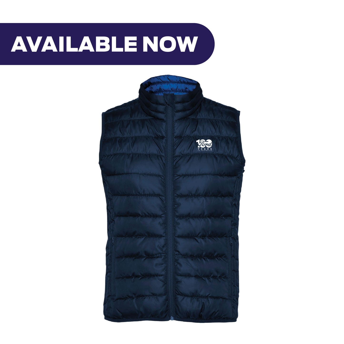 Ford 100 Year Women's Puffer Vest – Navy