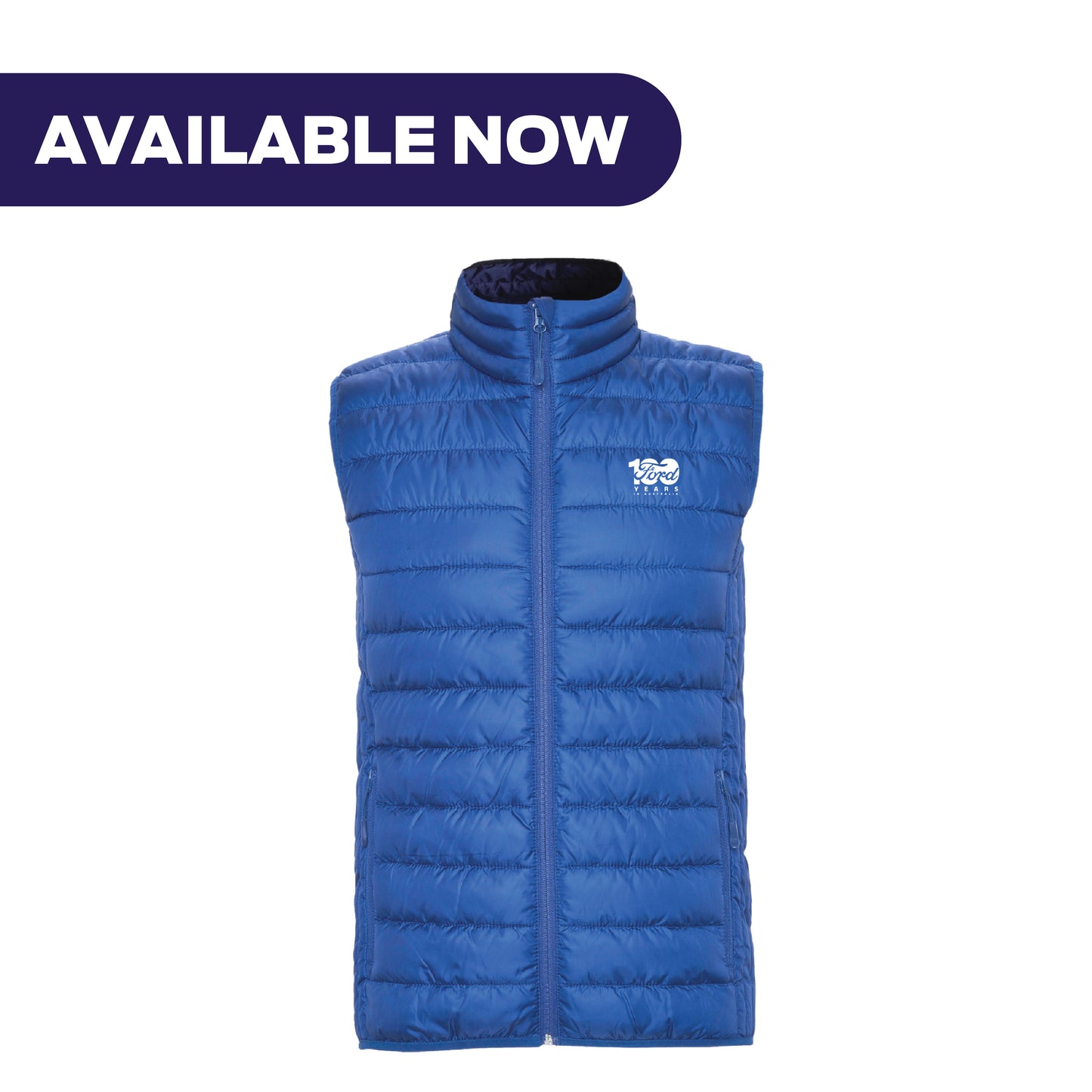 Ford 100 Year Men's Puffer Vest – Electric Blue