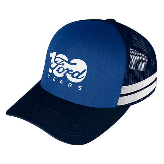 Ford 100 Year White Striped Trucker Cap