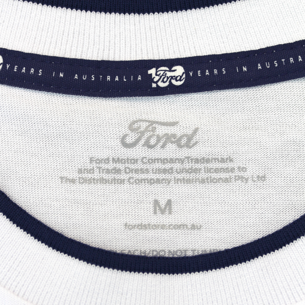 Dria Ford Script Ford Script - 100 Year T-Shirt - White – Ford Store Australia